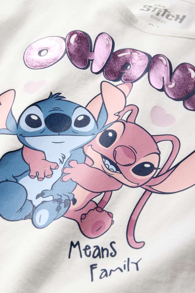 Enfants filles - Lilo & Stitch - ensemble - T-shirt et jupe - 2 pièces - blanc / rose