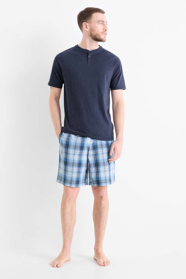 Hommes - Pyjashort - bleu foncé