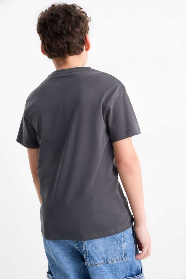 Kinder Buben - Multipack 2er - Minecraft - Kurzarmshirt - dunkelgrau / weiß