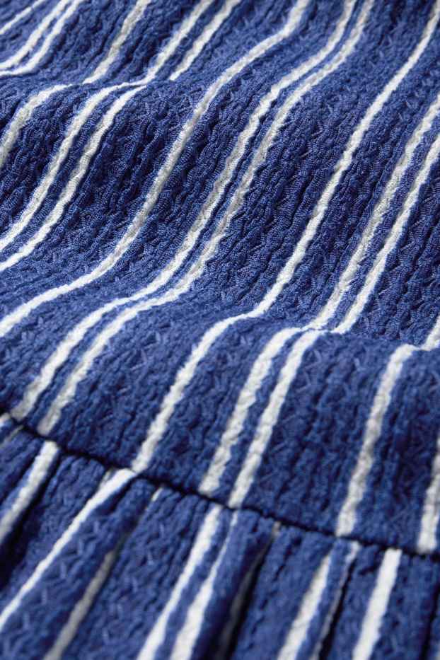 Kinderen: meisjes - Jurk - gestreept - met structuur - donkerblauw / wit