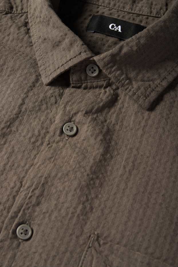 Pánské - Košile - relaxed fit - kent - hnědá