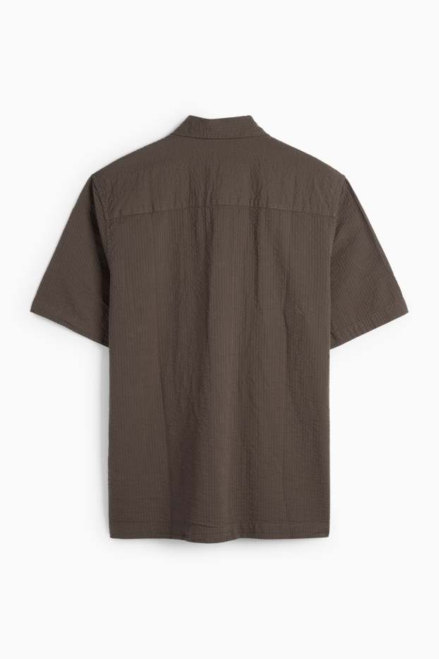 Pánské - Košile - relaxed fit - kent - hnědá