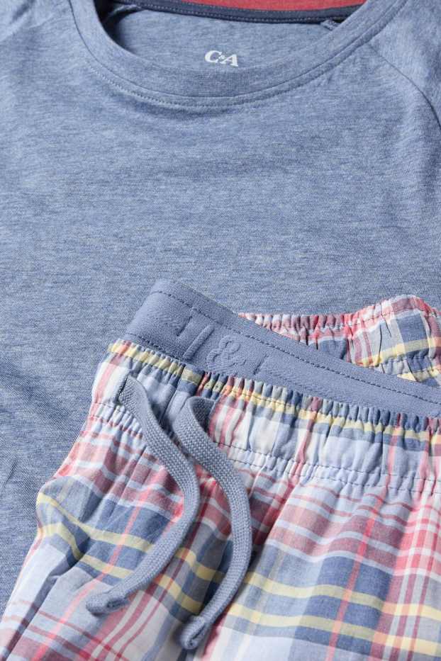 Herren - Shorty-Pyjama - blau-melange