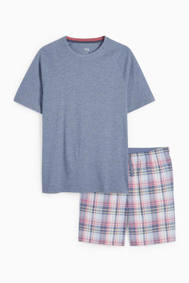 Herren - Shorty-Pyjama - blau-melange