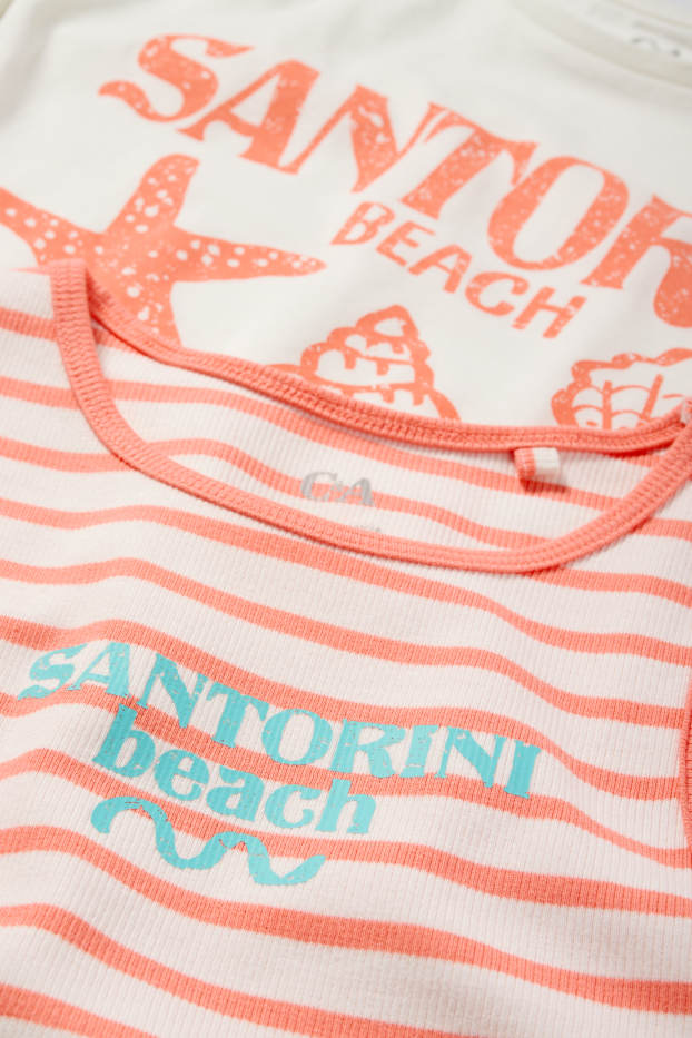 Kinder Mädchen - Multipack 2er - Meerestiere - Shorty-Pyjama - 4 teilig - weiss / orange