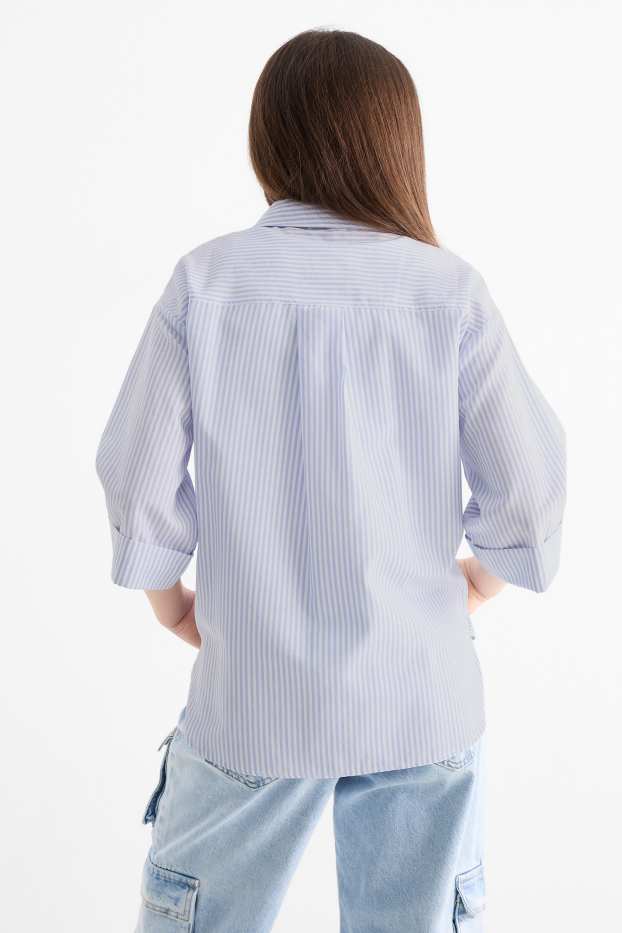 Kinder Mädchen - Set - Bluse und Top - 2 teilig - weiss / hellblau
