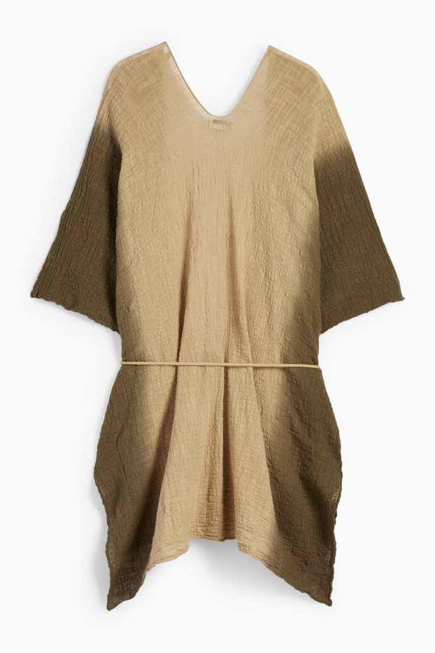 Donna - Kimono - fantasia - tessuto tramato - beige / marrone