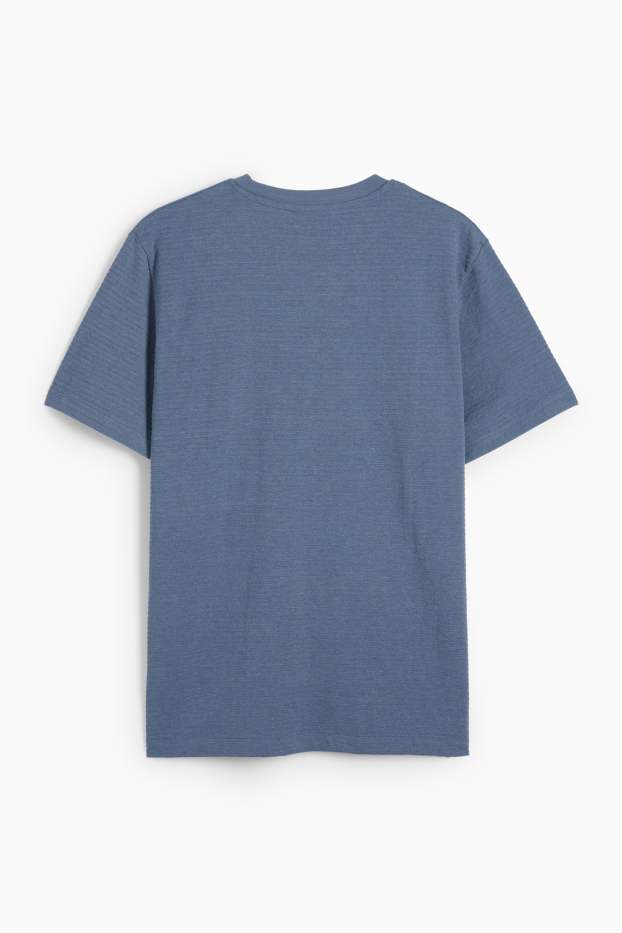 Uomo - T-shirt - regular fit - tessuto tramato - blu melange
