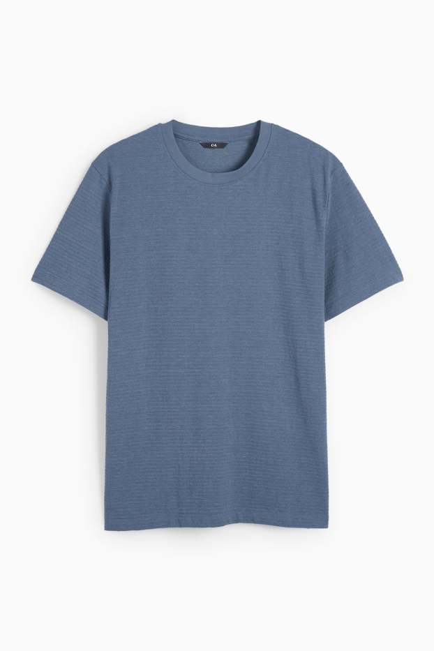 Uomo - T-shirt - regular fit - tessuto tramato - blu melange