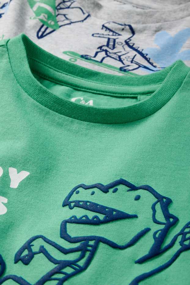 Kinder Jungen - Multipack 2er - Dino-Skater - Shorty-Pyjama - 4 teilig - grün / grau