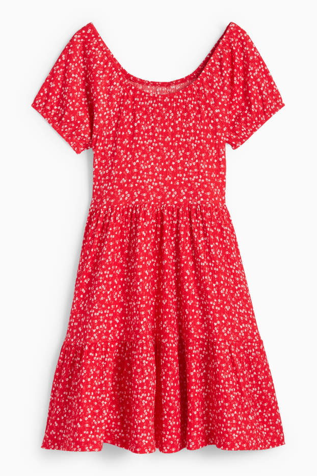 Nena - Vestit - de flors - texturat - vermell/blanc