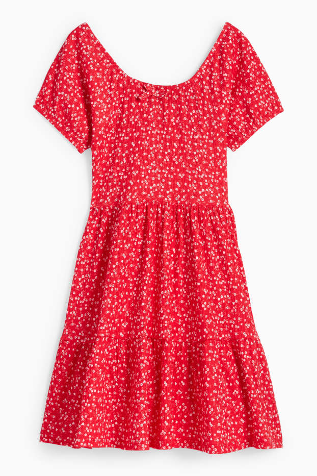 Nena - Vestit - de flors - texturat - vermell/blanc