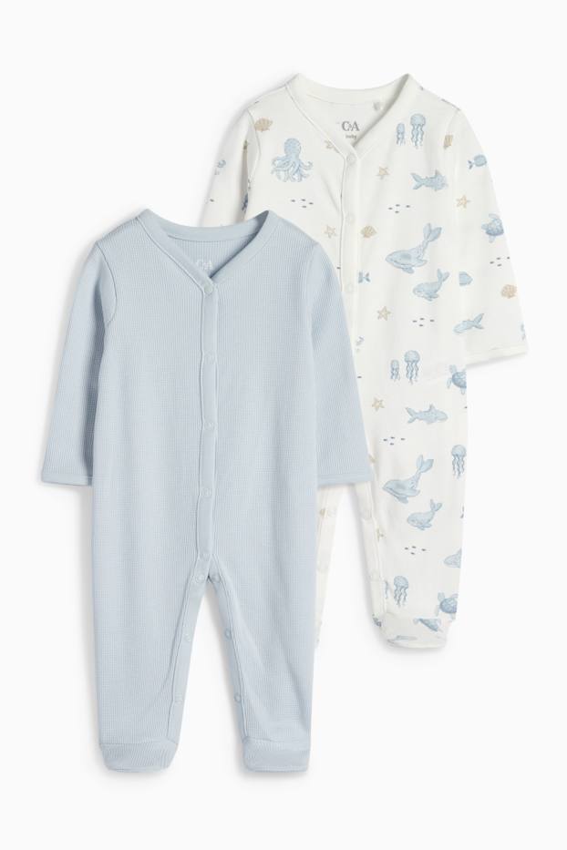 Baby Jungen - Multipack 2er - Meerestiere - Baby-Schlafanzug - hellblau