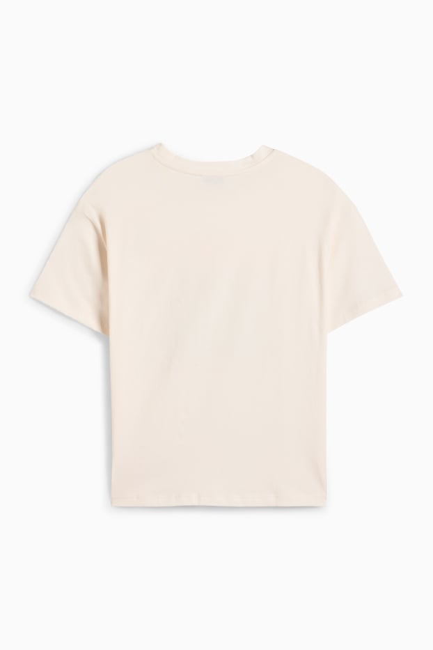 Children Girls - Teddy bear - short sleeve T-shirt - cremewhite