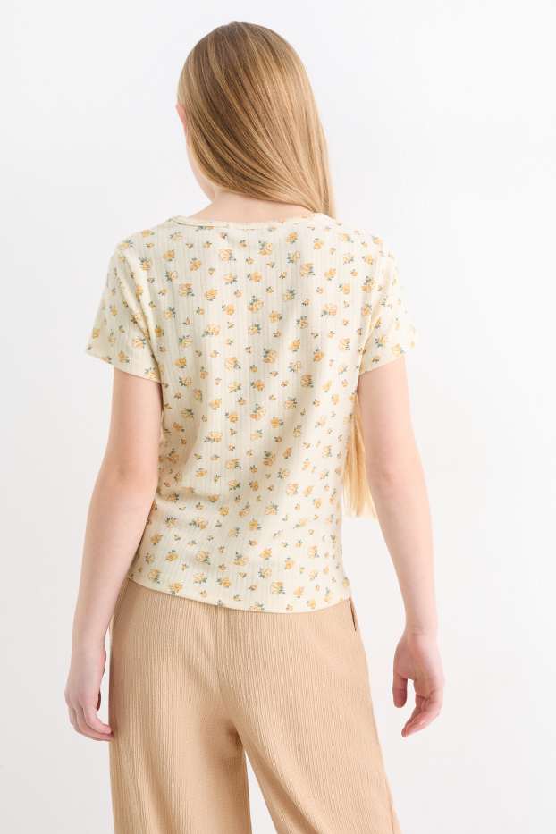 Nena - Samarreta de màniga curta - de flors - beix clar