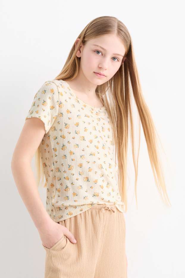 Nena - Samarreta de màniga curta - de flors - beix clar