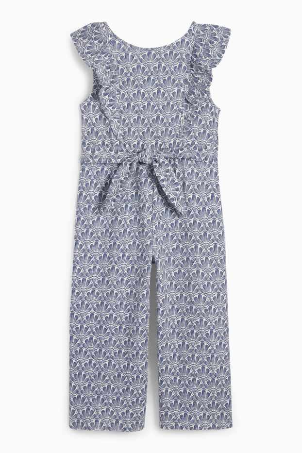 Kinder Mädchen - Jumpsuit - geblümt - blau / weiß