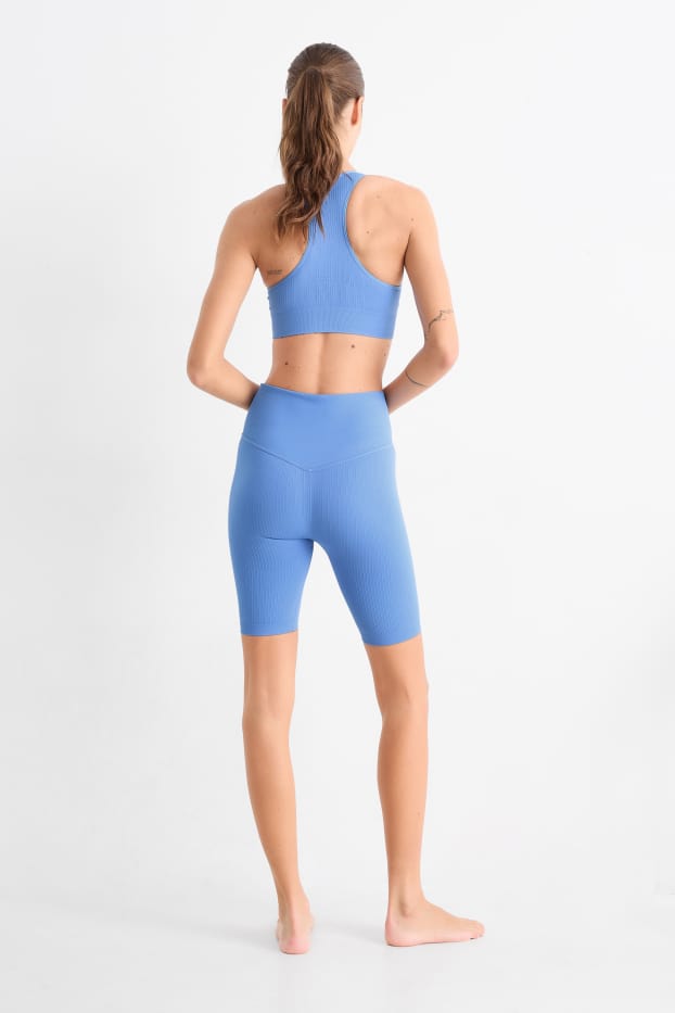 Women - Cycling shorts - ribbed - seamless - blue