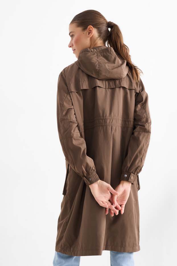 Women - Parka with hood - water-repellent - brown