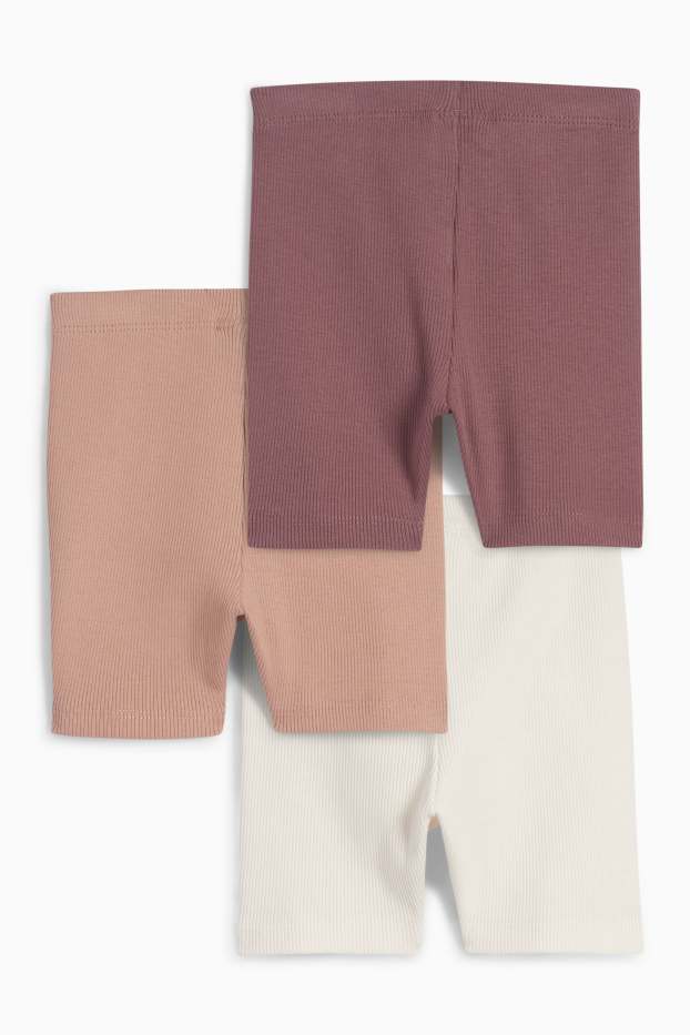 Baby Mädchen - Multipack 3er - Baby-Radlerhose - gerippt - cremeweiß