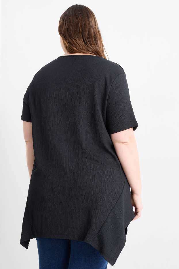 Femmes - T-shirt - texturé - noir