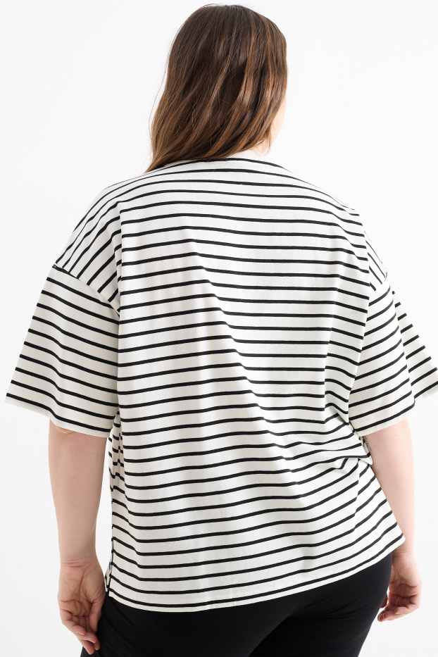 Femei - Tricou - regular fit - cu dungi - alb / negru