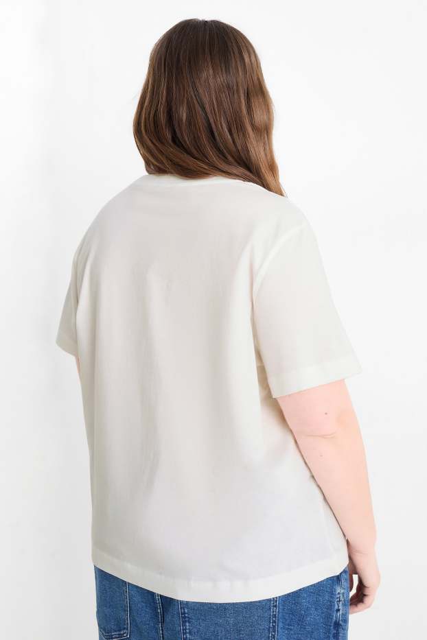 Dona - Samarreta de mànigues curtes amb pedres d’estràs - slim fit - blanc