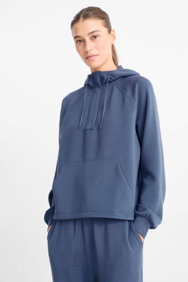 Dámské - Funkční mikina s kapucí - tmavomodrá