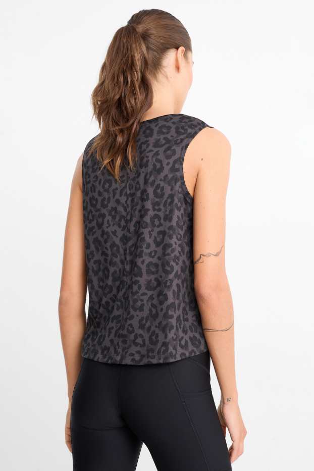 Donna - Top tecnico - stampa leopardata - grigio scuro