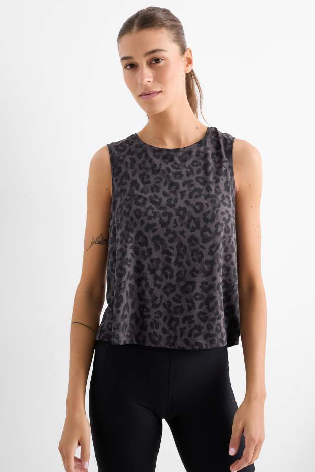 Donna - Top tecnico - stampa leopardata - grigio scuro
