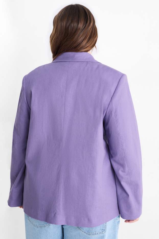 Femmes - Blazer long - relaxed fit - lin mélangé - violet