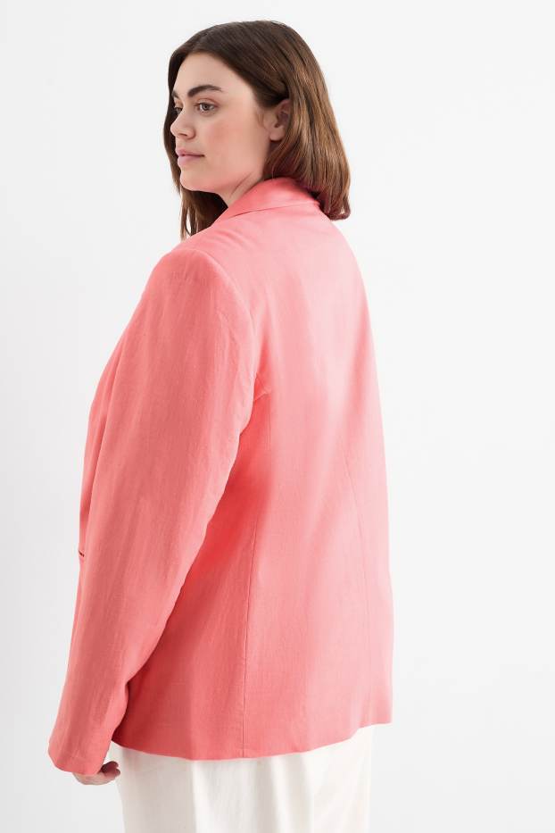 Donna - Blazer lungo - relaxed fit - misto lino - rosa melange