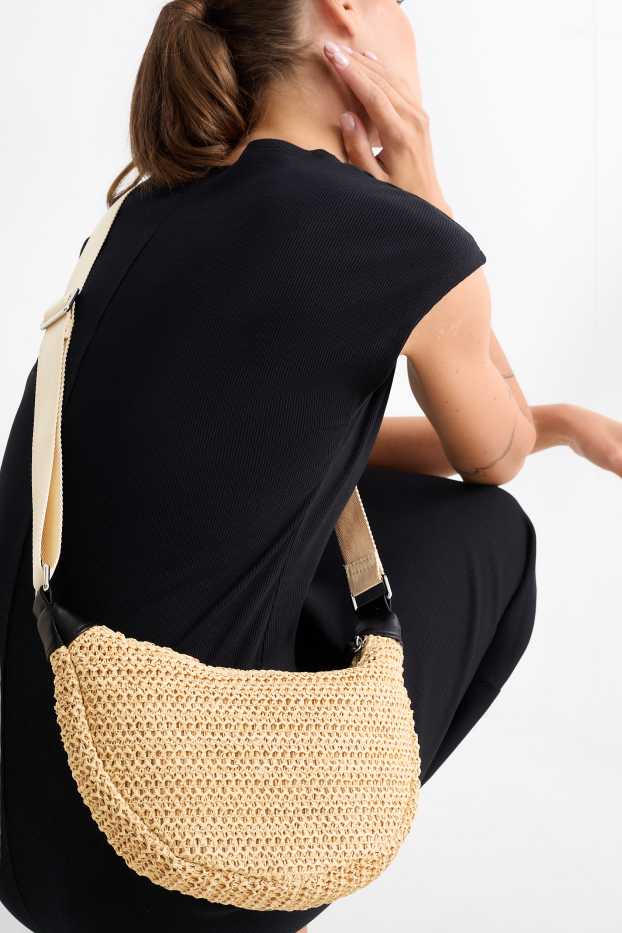 Femmes - Sac à bandoulière en paille - beige
