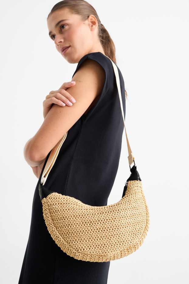 Femmes - Sac à bandoulière en paille - beige