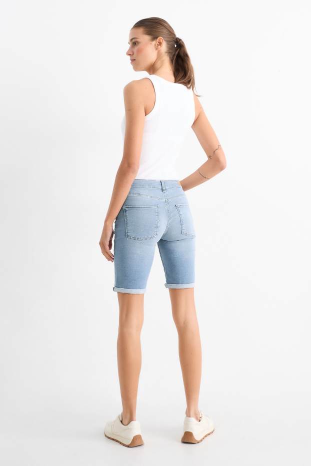 Femmes - Bermuda en jean - mid waist - LYCRA® - jean bleu clair