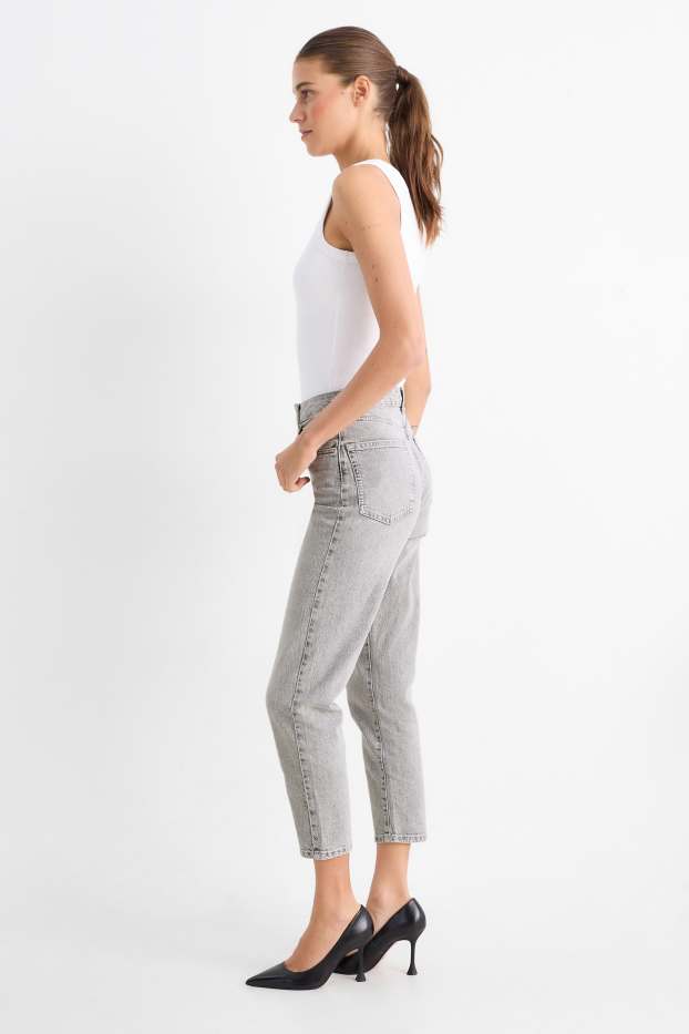 Women - Mom jeans - high waist - LYCRA® - denim-light gray