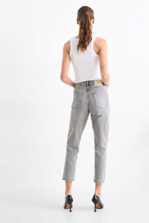 Women - Mom jeans - high waist - LYCRA® - denim-light gray