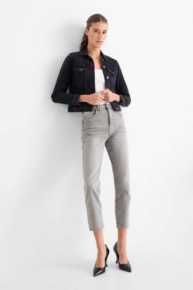 Women - Mom jeans - high waist - LYCRA® - denim-light gray