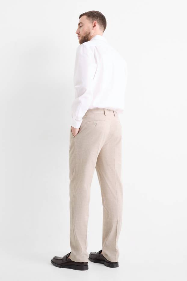 Hommes - Pantalon de costume avec teneur en lin - regular fit - extensible - beige clair