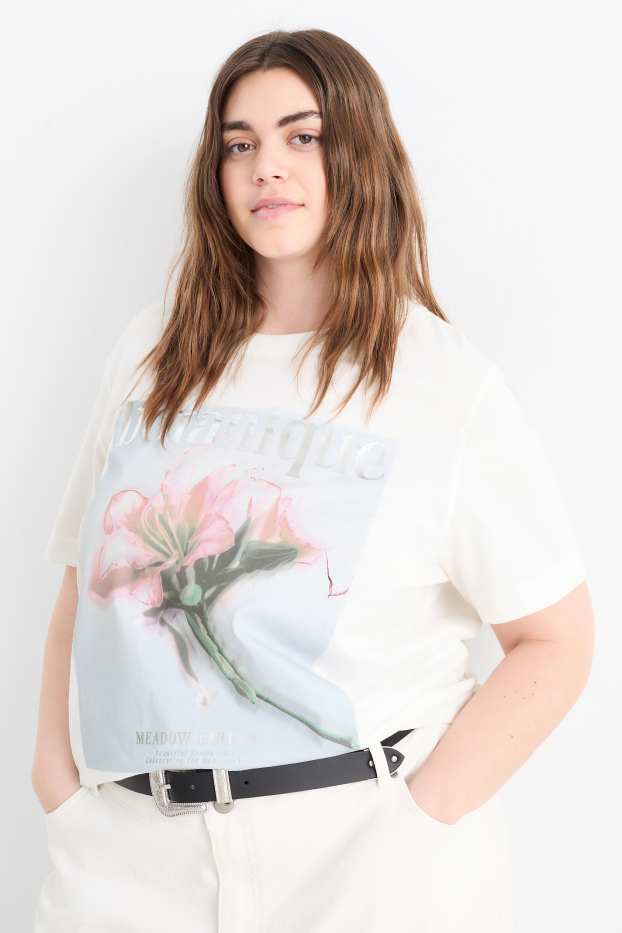 Donna - T-shirt - oversize - bianco crema