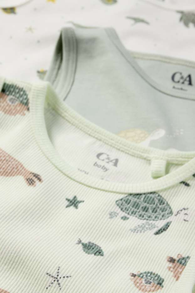 Unisex - Multipack 3 ks - motivy mořských živočichů - body pro miminka - mátově zelená