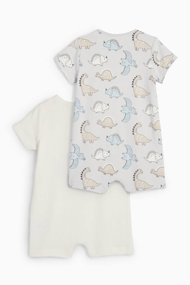 Unisexe - Lot de 2 - dinosaures - pyjamas bébé - blanc crème