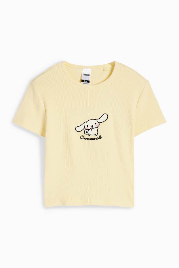 Kinder Mädchen - Cinnamoroll - Kurzarmshirt - gerippt - hellgelb