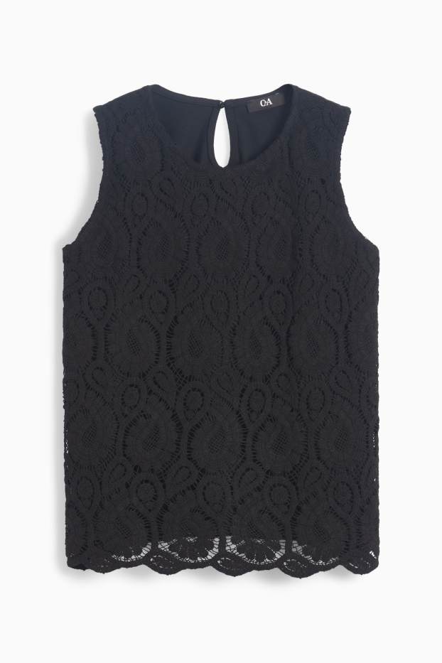 Damen - Spitzentop - schwarz