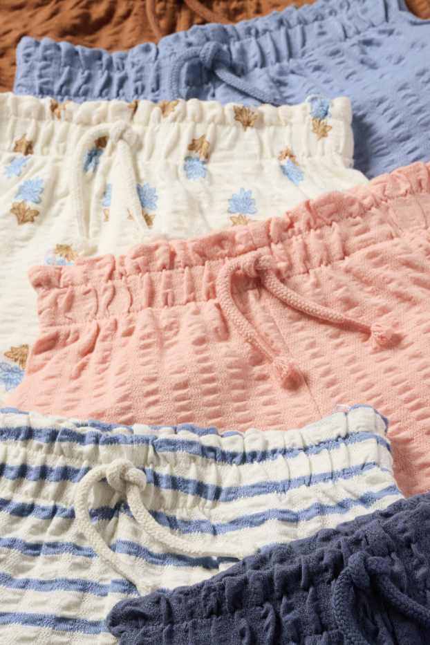 Kinder Mädchen - Multipack 6er - Blume - Shorts - strukturiert - braun