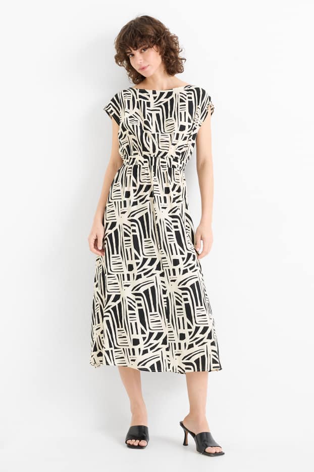 Donna - Vestito fit & flare - fantasia - nero / beige