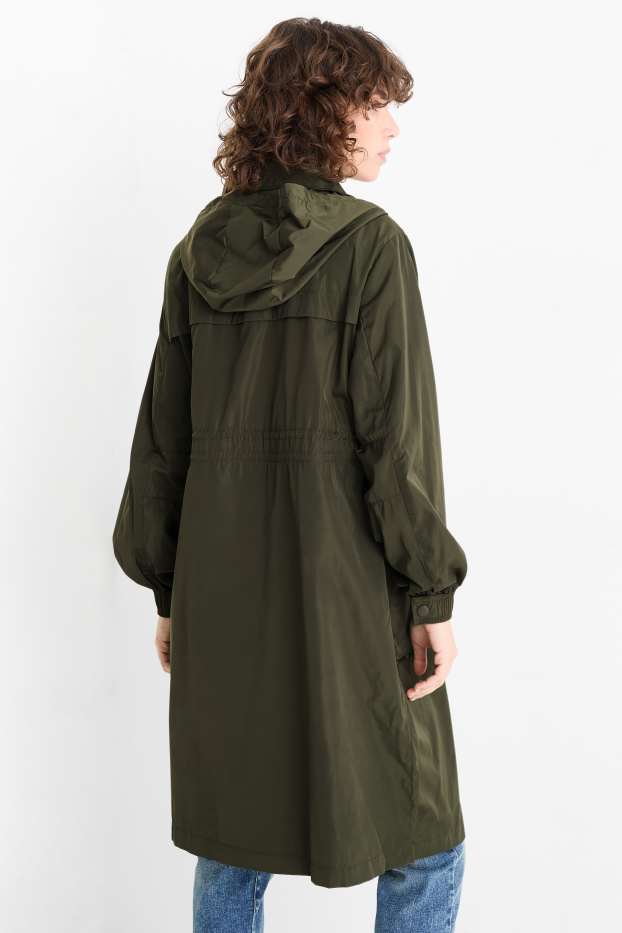 Women - Parka with hood - water-repellent - dark green