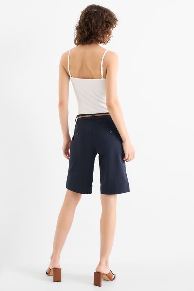 Damen - Bermudas mit Gürtel - Mid Waist - dunkelblau