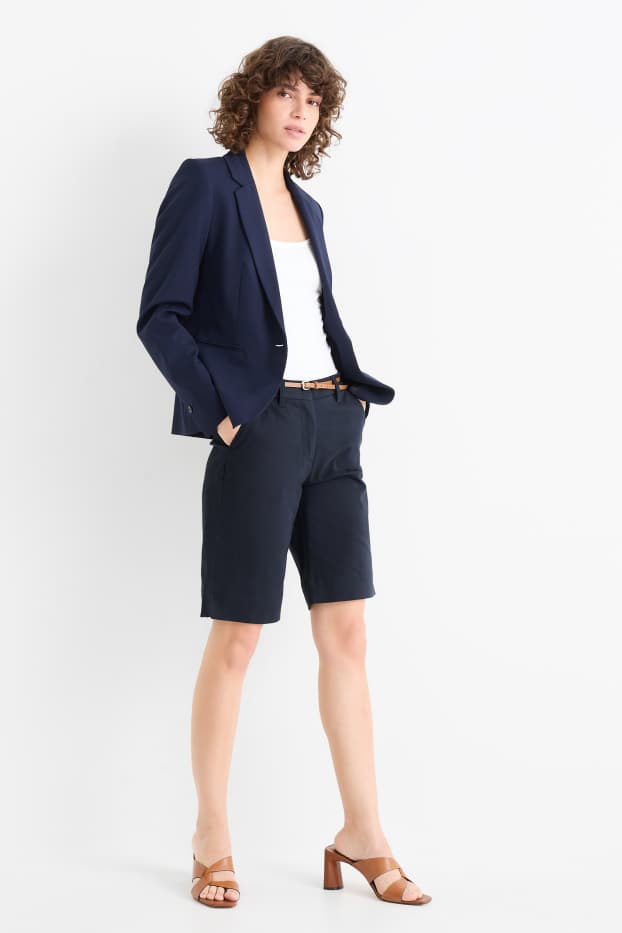 Damen - Bermudas mit Gürtel - Mid Waist - dunkelblau