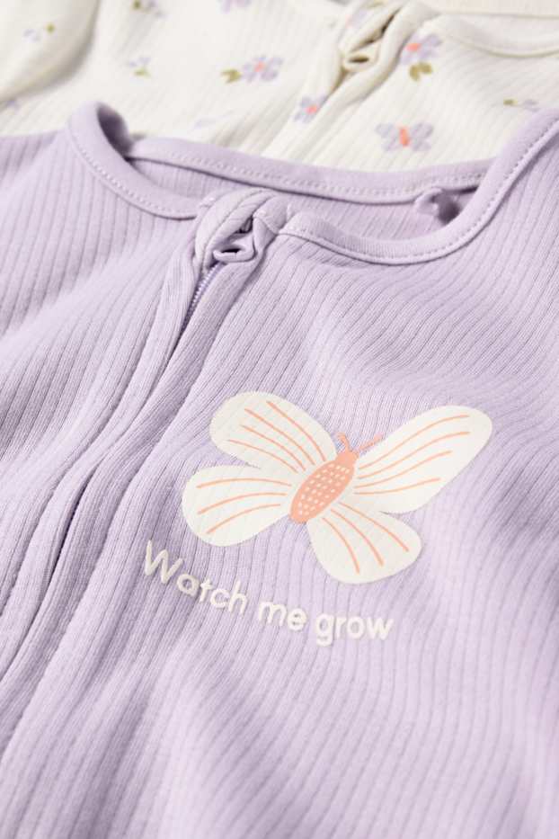 Baby Girls - Multipack of 2 - floral - baby sleepsuit - ribbed - light violet